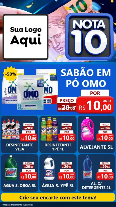 Modelo de Rede Social para Stories com o tema Nota 10 para Produtos de Limpeza