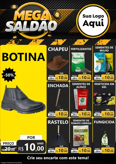 Modelo de Encarte para Encarte A4 Vertical com o tema Mega Saldão para Agropecuária