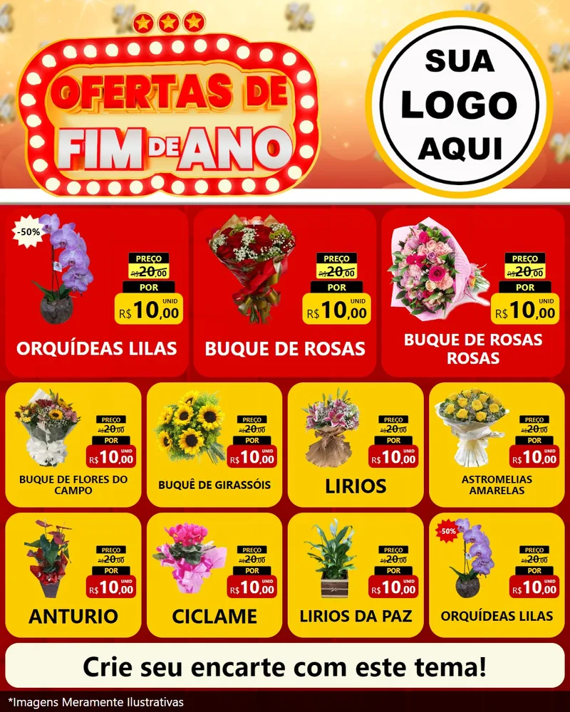 Modelo de Rede Social para Feed Instagram com o tema Ofertas de Fim de Ano para Floricultura e jardim
