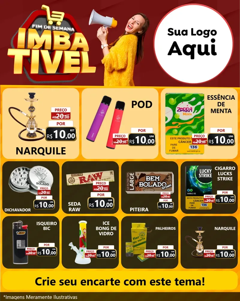 Modelo de Rede Social para Feed Instagram com o tema Fim de Semana Imbatível para Tabacaria
