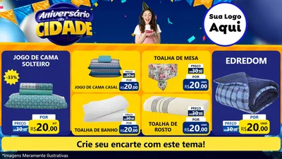 Modelo de TV para TV Horizontal com o tema Aniversário da Cidade para Cama, Mesa e Banho