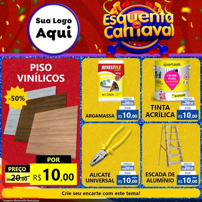 Modelo de Rede Social para Feed Facebook com o tema Esquenta de Carnaval para Material para Construção
