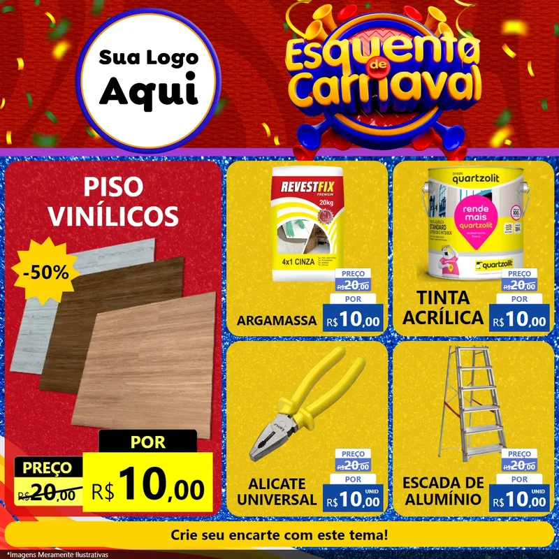 Modelo de Rede Social para Feed Facebook com o tema Esquenta de Carnaval para Material para Construção