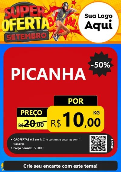 Modelo de Cartaz para Cartaz A4 Vertical com o tema Super Oferta Setembro para Açougue