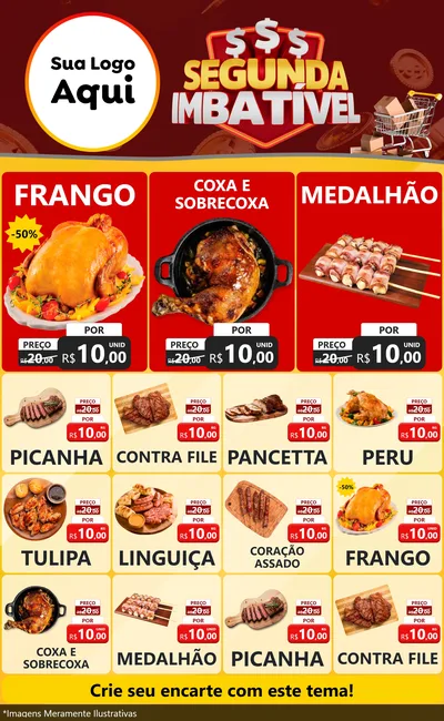 Modelo de Encarte para Encarte Grande com o tema Segunda Imbatível para Assados