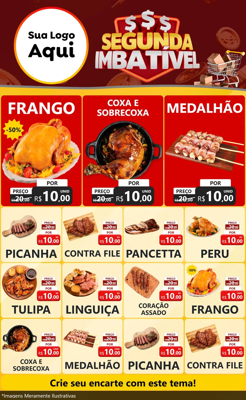 Modelo de Encarte para Encarte Grande com o tema Segunda Imbatível para Assados