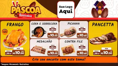 Modelo de TV para TV Horizontal com o tema Páscoa Fantástica para Assados