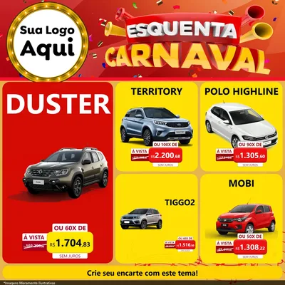 Modelo de Rede Social para Feed Facebook com o tema Esquenta Carnaval para Concessionaria de Carros