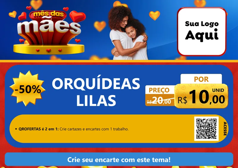 Modelo de Cartaz para Cartaz A4 Horizontal com o tema Mês das Mães para Floricultura e jardim
