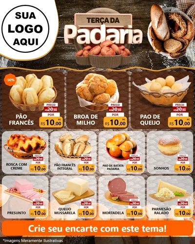 Modelo de Rede Social para Feed Instagram com o tema Terça da Padaria para Padaria