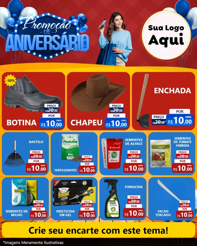 Modelo de Rede Social para Feed Instagram com o tema Promoção de Aniversário para Agropecuária