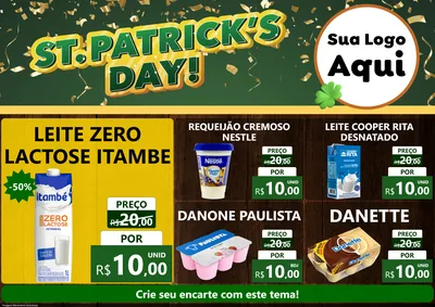 Modelo de Encarte para Encarte A4 Horizontal com o tema St Patriks Day para Frios e Laticínios