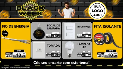 Modelo de TV para TV Horizontal com o tema Black Week para Materiais Elétricos