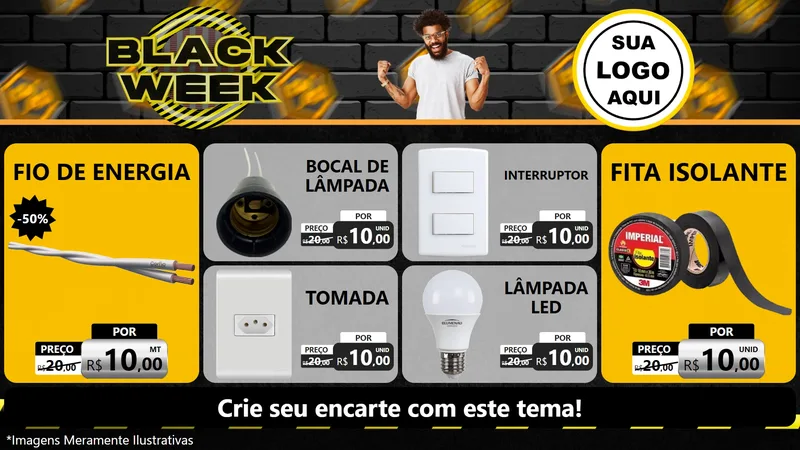 Modelo de TV para TV Horizontal com o tema Black Week para Materiais Elétricos