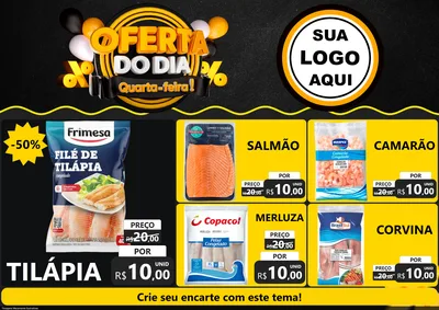 Modelo de Encarte para Encarte A4 Horizontal com o tema Oferta do Dia - Quarta Feira! para Peixaria