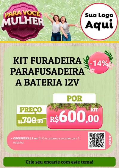 Modelo de Cartaz para Cartaz A4 Vertical com o tema Para Você Mulher para Maquinas e Ferramentas