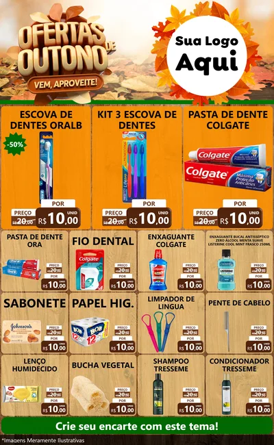 Modelo de Encarte para Encarte Grande com o tema Ofertas de Outono - Vem, Aproveite! para Higiene Pessoal