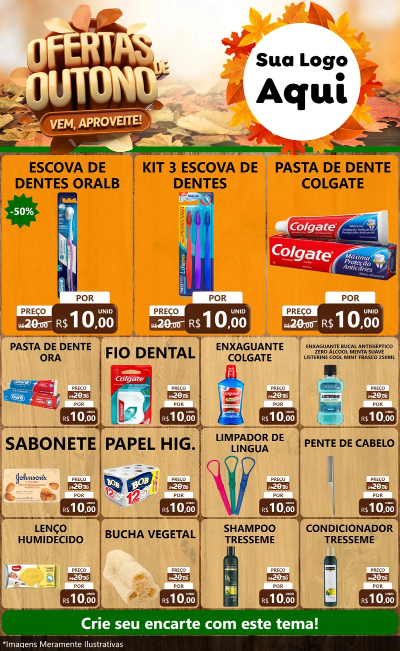 Modelo de Encarte para Encarte Grande com o tema Ofertas de Outono - Vem, Aproveite! para Higiene Pessoal