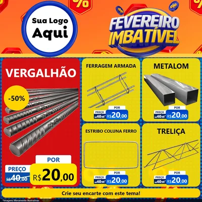 Modelo de Rede Social para Feed Facebook com o tema Fevereiro Imbatível para Ferragens