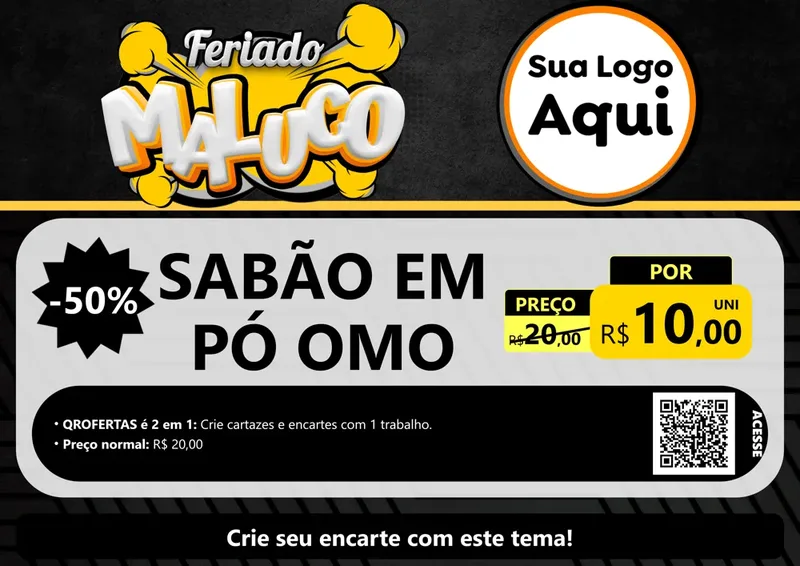 Modelo de Cartaz para Cartaz A4 Horizontal com o tema Feriado Maluco para Produtos de Limpeza
