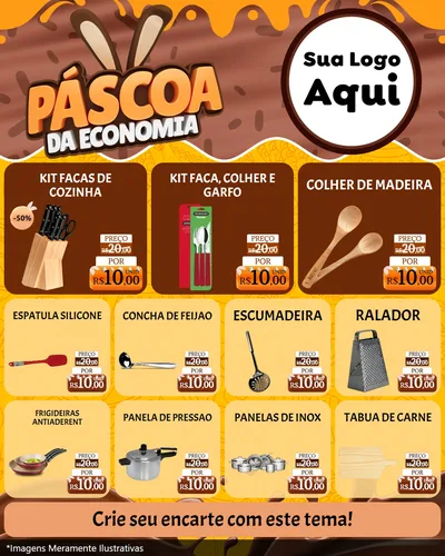 Modelo de Rede Social para Feed Instagram com o tema Páscoa da Economia para Utilidades Domésticas