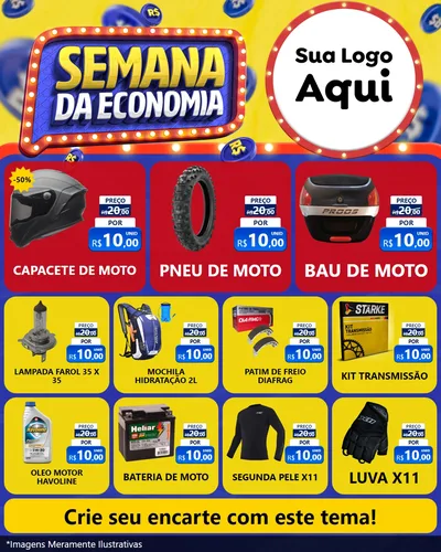 Modelo de Rede Social para Feed Instagram com o tema Semana da Economia para Moto peças