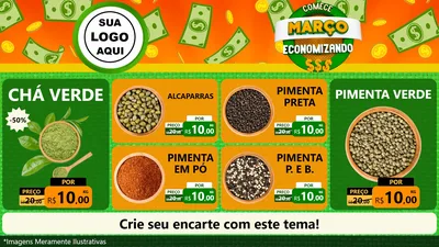 Modelo de TV para TV Horizontal com o tema Comece Março Economizando para Produtos Naturais
