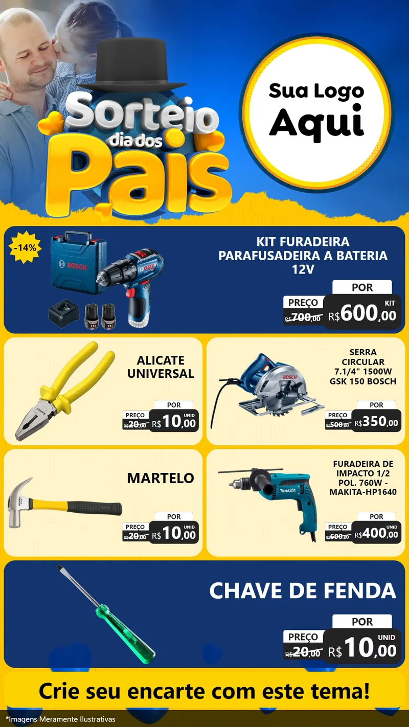 Modelo de TV para TV Vertical com o tema Sorteio Dia Dos Pais para Maquinas e Ferramentas