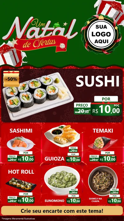 Modelo de Rede Social para Stories com o tema Um Natal de Ofertas para Comida japonesa