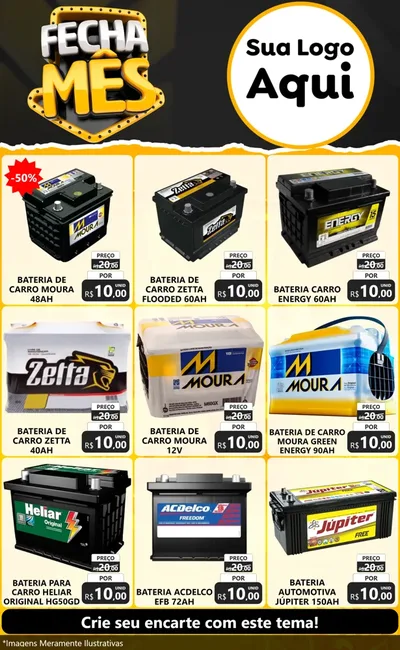 Modelo de Encarte para Encarte Grande com o tema Fecha Mês para Baterias Elétricas