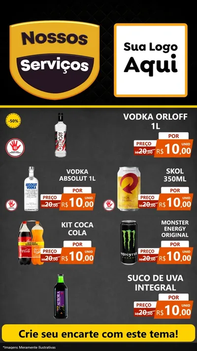 Modelo de TV para TV Vertical com o tema Nossos Serviços para Distribuidora de bebidas