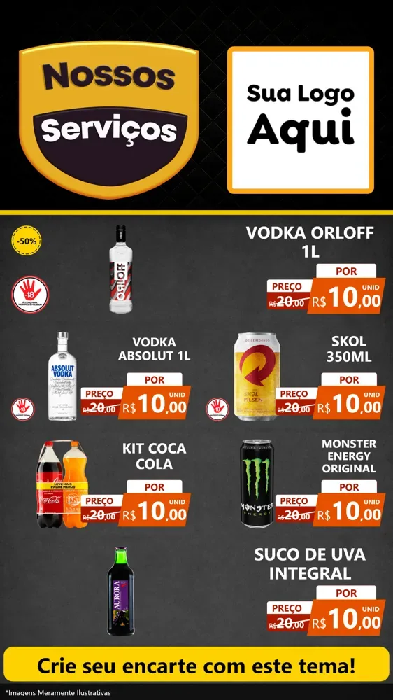 Modelo de TV para TV Vertical com o tema Nossos Serviços para Distribuidora de bebidas