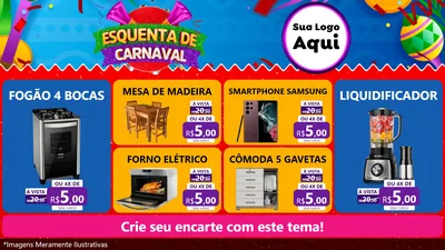 Modelo de TV para TV Horizontal com o tema Esquenta de Carnaval para Móveis e Eletro