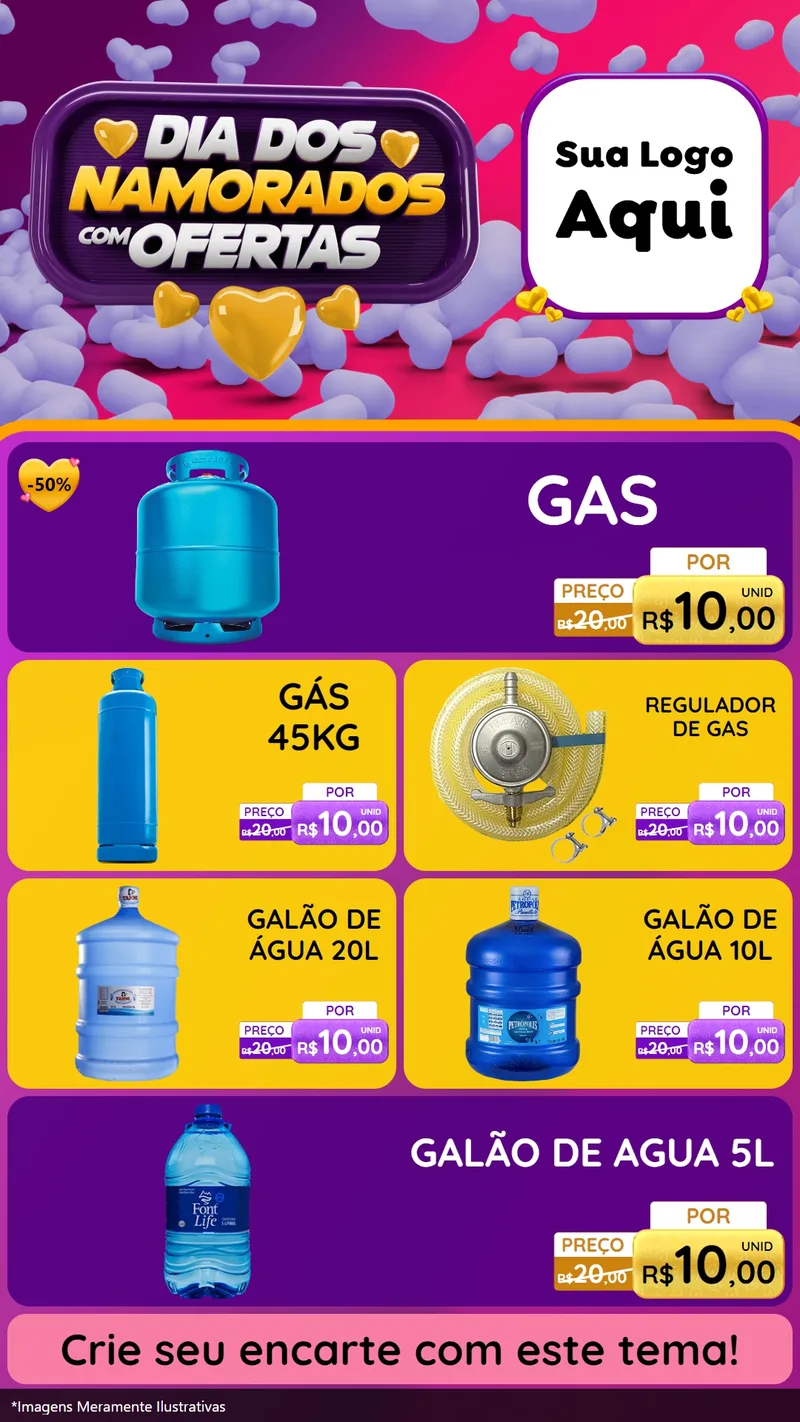 Modelo de TV para TV Vertical com o tema Dia Dos Namorados Com Ofertas para Água e gás