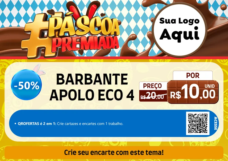 Modelo de Cartaz para Cartaz A4 Horizontal com o tema Páscoa Premiada para Armarinho e Aviamentos