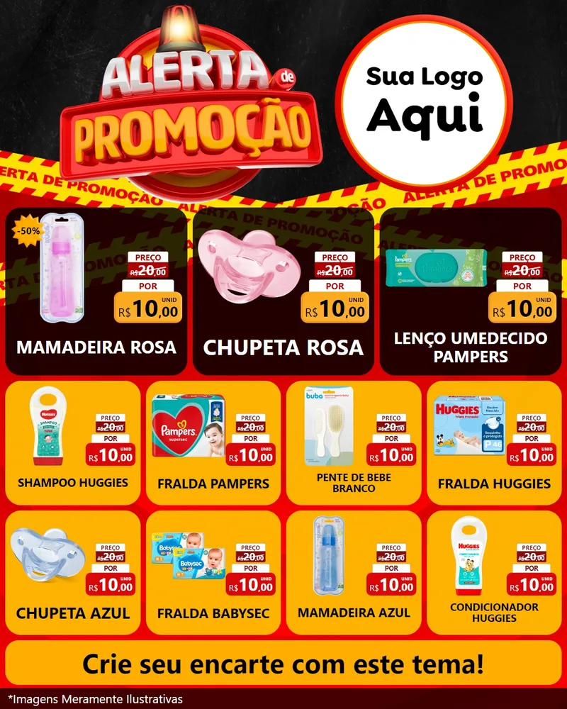 Modelo de Rede Social para Feed Instagram com o tema Alerta de Promoção para Bebês