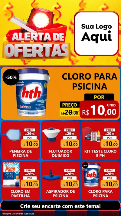 Modelo de Rede Social para Stories com o tema Alerta de Ofertas para Produtos para Piscina