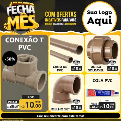 Modelo de Rede Social para Feed Facebook com o tema Fecha Mês para Tubos e conexões