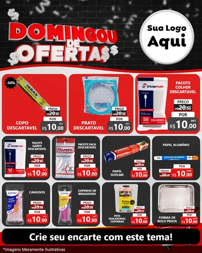 Modelo de Rede Social para Feed Instagram com o tema Domingou de Ofertas para Embalagens