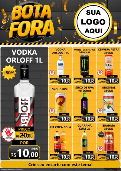 Modelo de Encarte para Encarte A4 Vertical com o tema Bota Fora para Distribuidora de bebidas
