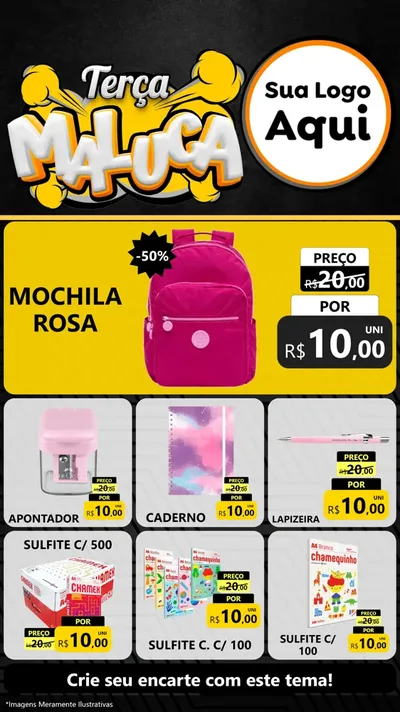 Modelo de Rede Social para Stories com o tema Terça Maluca para Papelaria