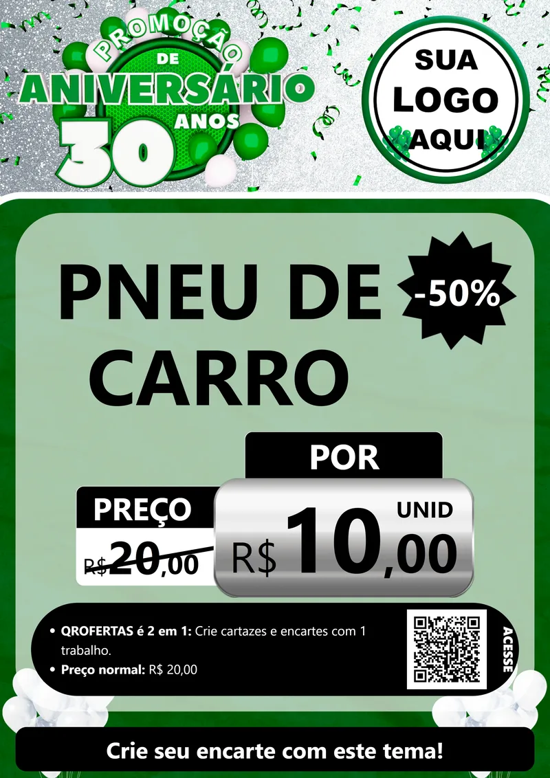 Modelo de Cartaz para Cartaz A4 Vertical com o tema Promoção de Aniversário - 30 Anos para Auto peças