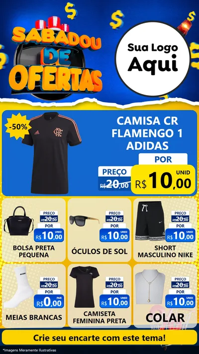 Modelo de Rede Social para Stories com o tema Sabadou de Ofertas para Roupas e acessórios