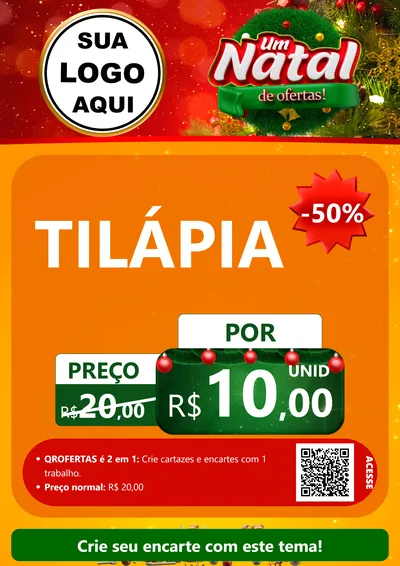 Modelo de Cartaz para Cartaz A4 Vertical com o tema Um Natal de Ofertas para Peixaria