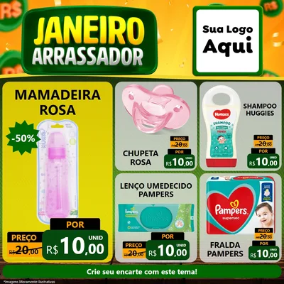 Modelo de Rede Social para Feed Facebook com o tema Janeiro Arrasador para Bebês