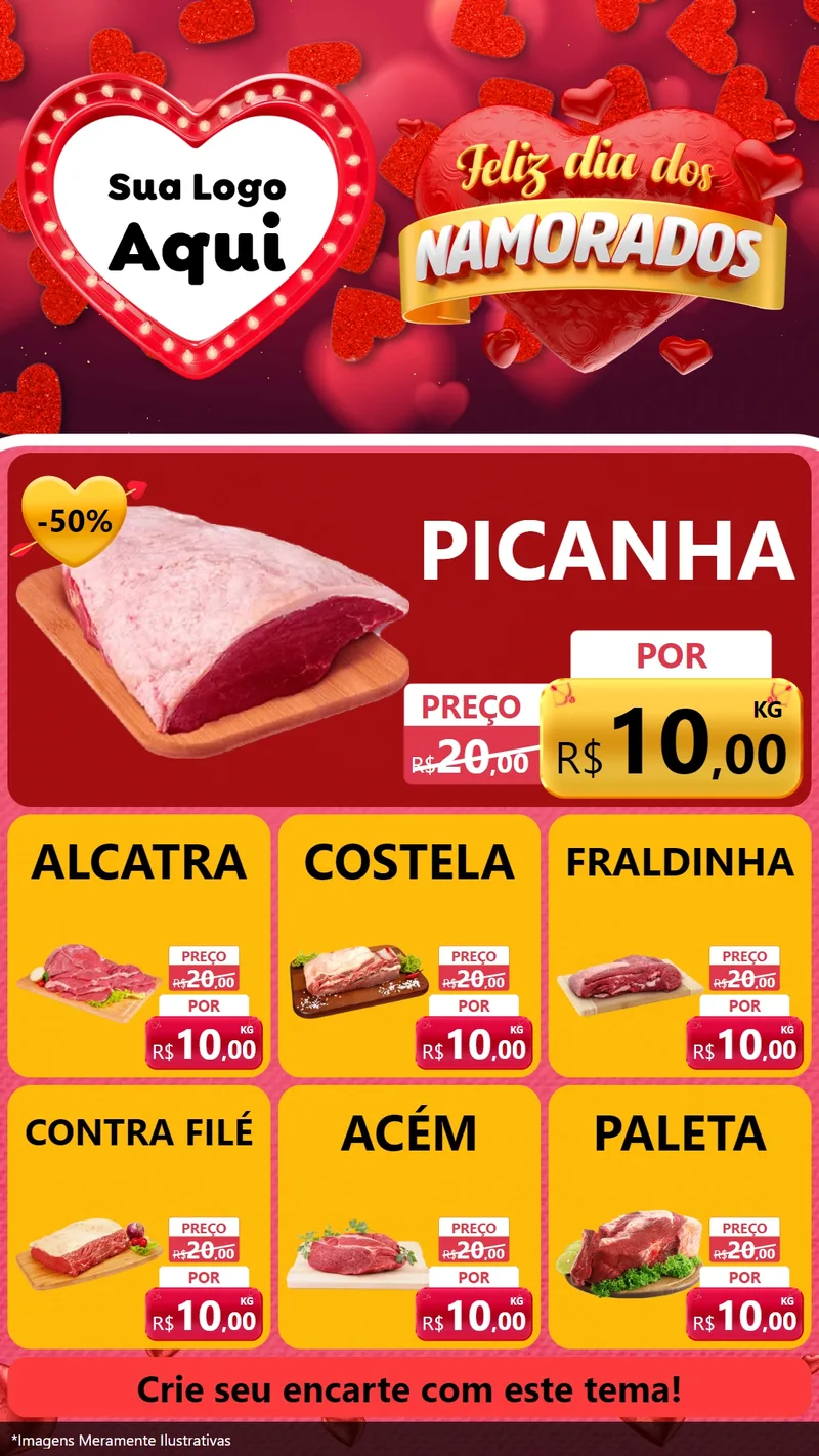 Modelo de Rede Social para Stories com o tema Feliz Dia Dos Namorados para Açougue