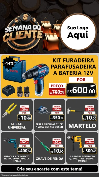 Modelo de Rede Social para Stories com o tema Semana do Cliente para Maquinas e Ferramentas