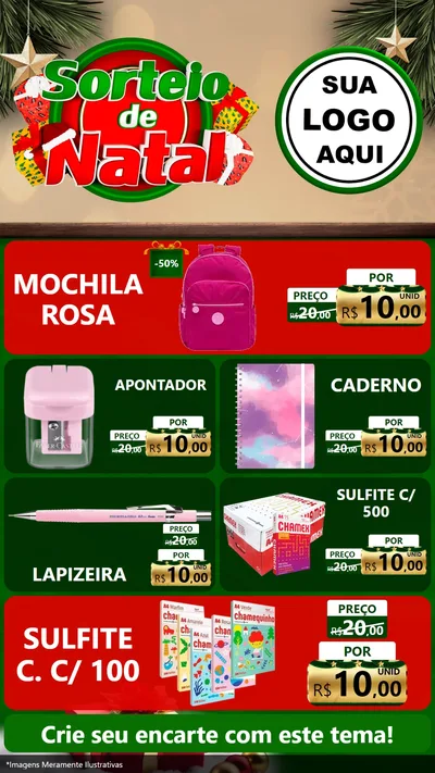 Modelo de TV para TV Vertical com o tema Sorteio de Natal para Papelaria