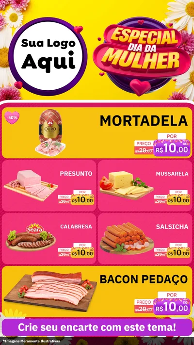 Modelo de TV para TV Vertical com o tema Especial Dia da Mulher para Frios e Laticínios