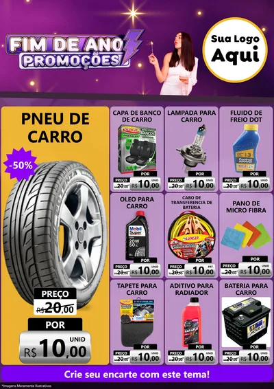 Modelo de Encarte para Encarte A4 Vertical com o tema Fim de Ano Promoções para Auto peças